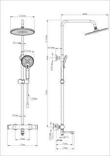 Душевая стойка Wonzon & Woghand WW-B3069-BG с термостатом брашированное золото
